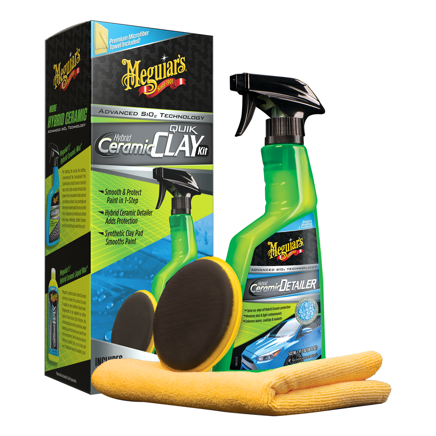 Meguiar's Hybrid Ceramic Quik Clay Kit – Get a Smooth Finish with Hybrid  Ceramic Protection - G200200, Kit
