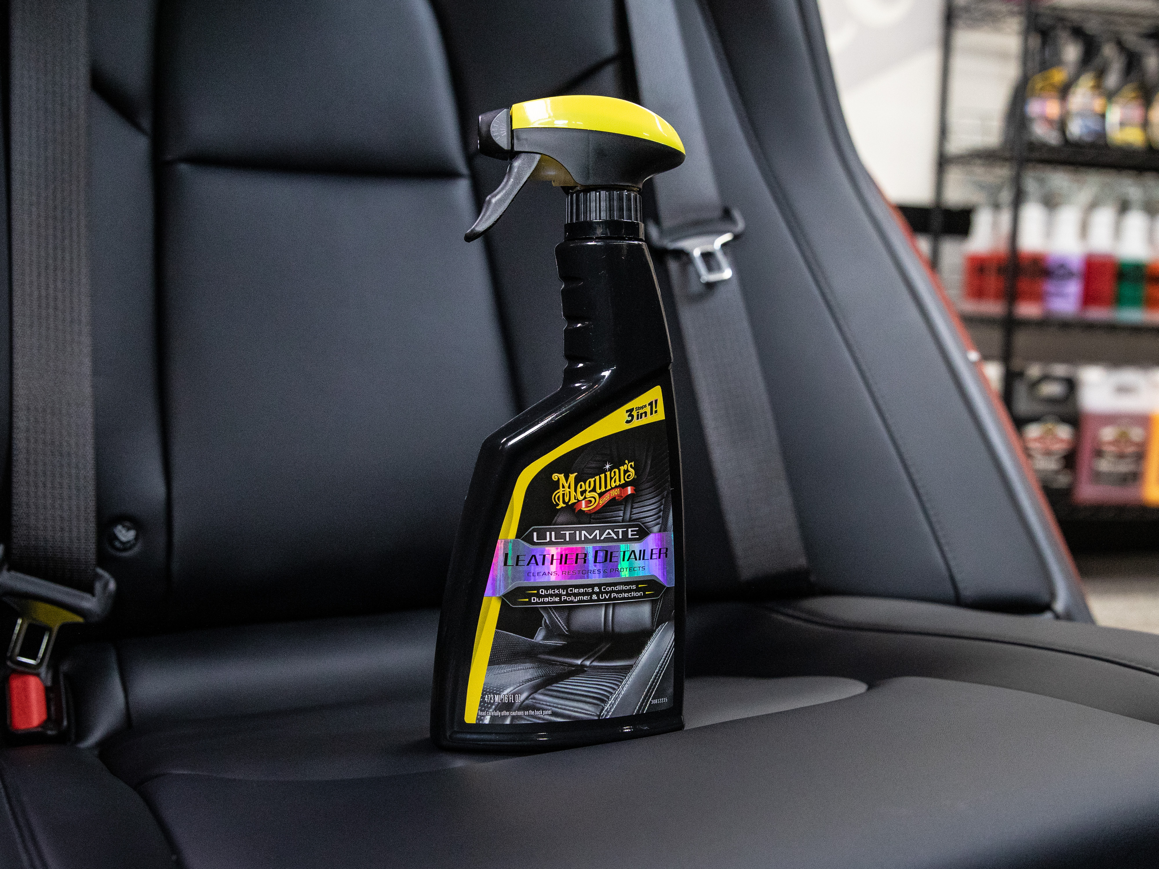 meguiars leather cleaner on sofa