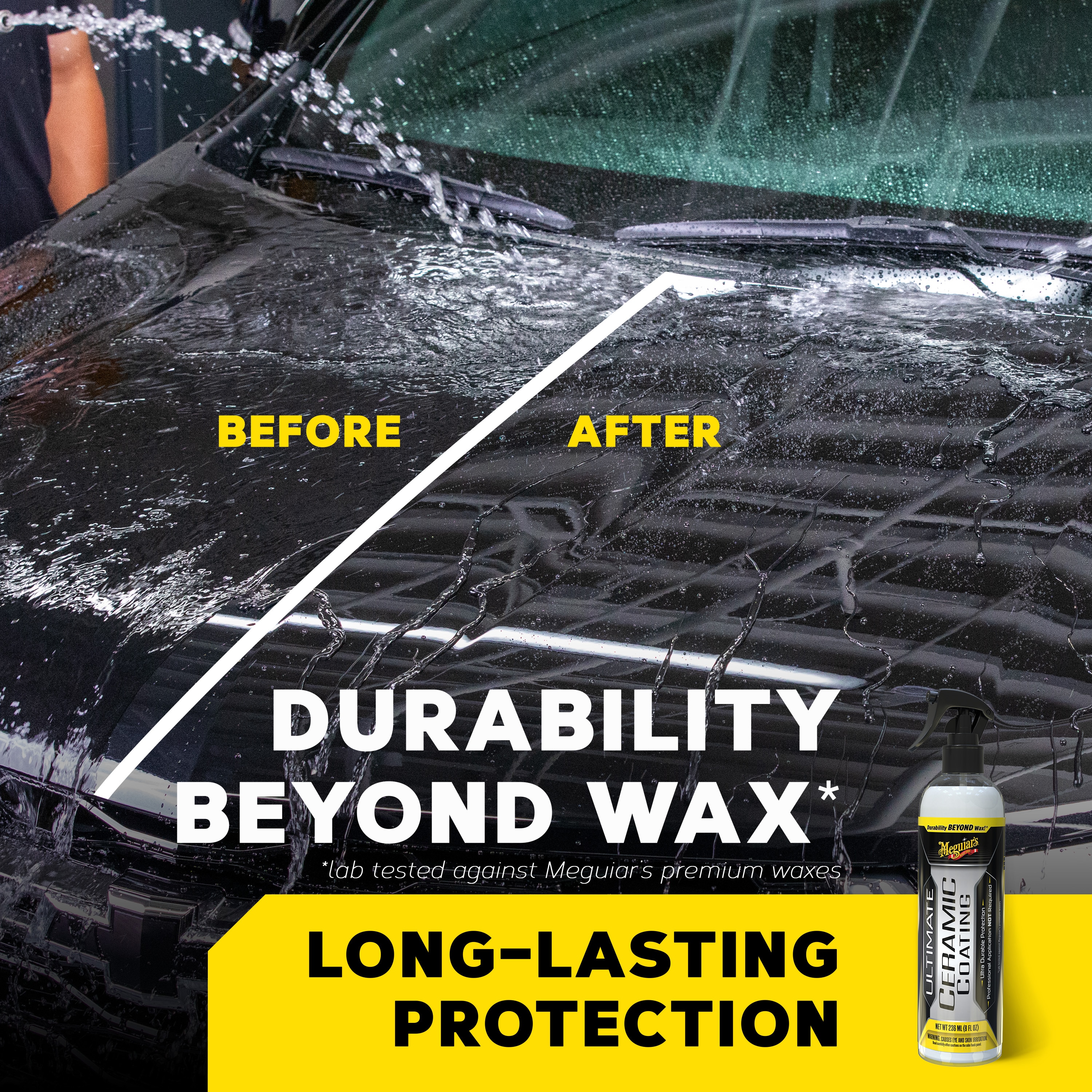 Meguiar's Ultimate Ceramic Coating - Ultra-Durable Cutting-Edge Ceramic Protection with Excellent Water Beading While also increasing gloss, Slickness, and Concealing Minor Paint Defects - 8oz Spray