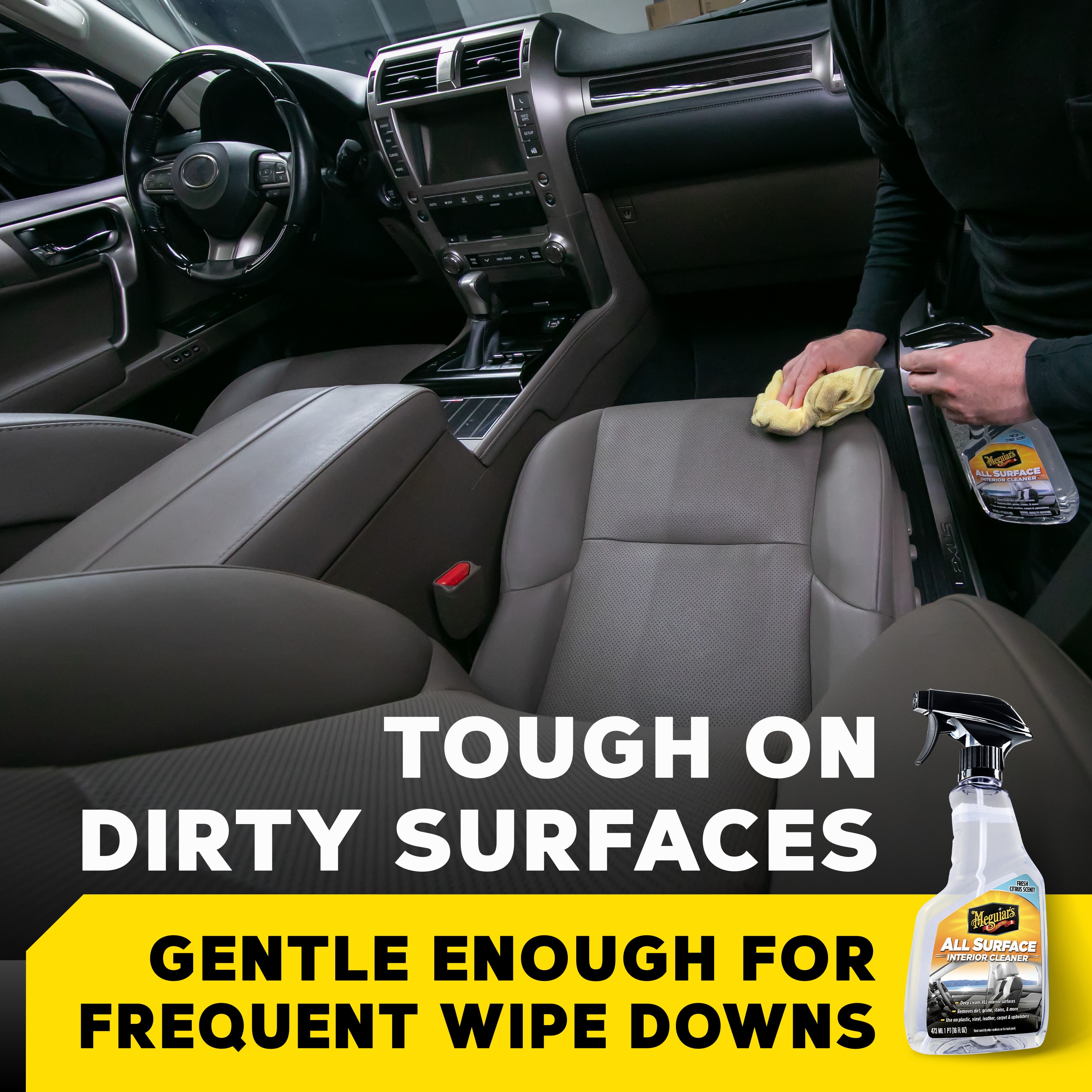 Meguiar's All Surface Interior Cleaner - All Purpose Interior Cleaner Quickly and Safely Cleans All Your Interior Surfaces and  Leaves Behind a Pleasant Scent - Premium Auto Interior Cleaner, 16oz