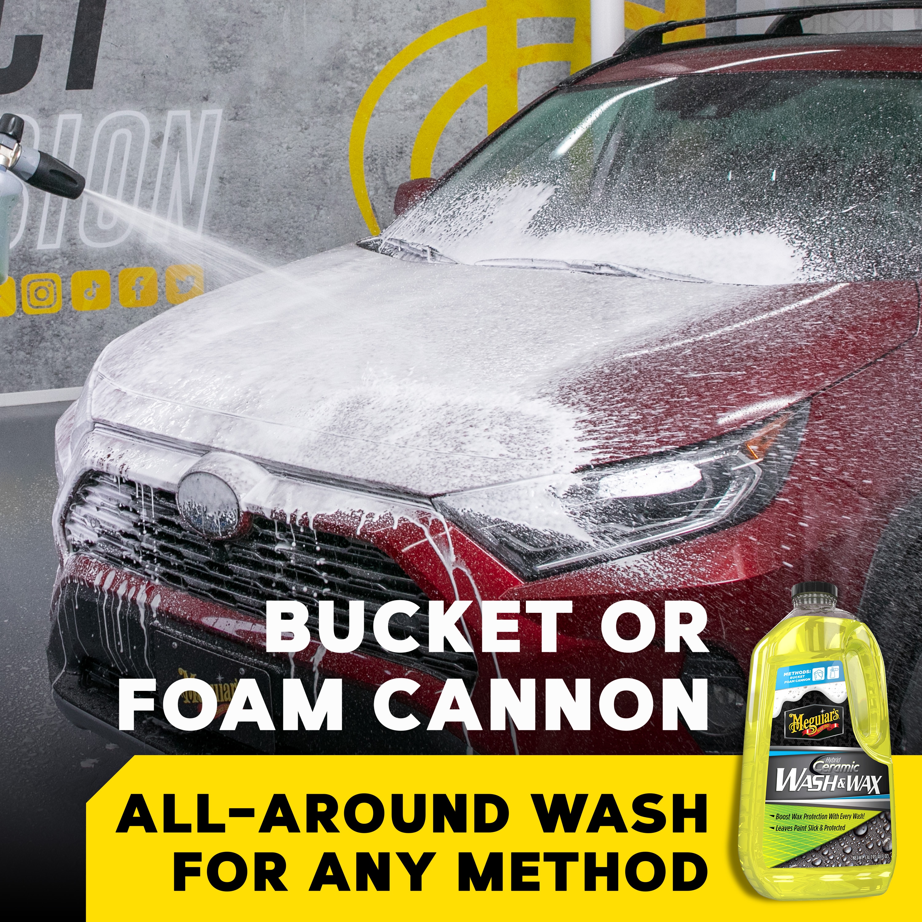Meguiar’s Hybrid Ceramic Wash & Wax - Sophisticated Car Wash Gently Cleans and Adds Shine and Slickness While Boosting Paint with Hybrid Ceramic Wax and Extreme Water Beading - 48oz