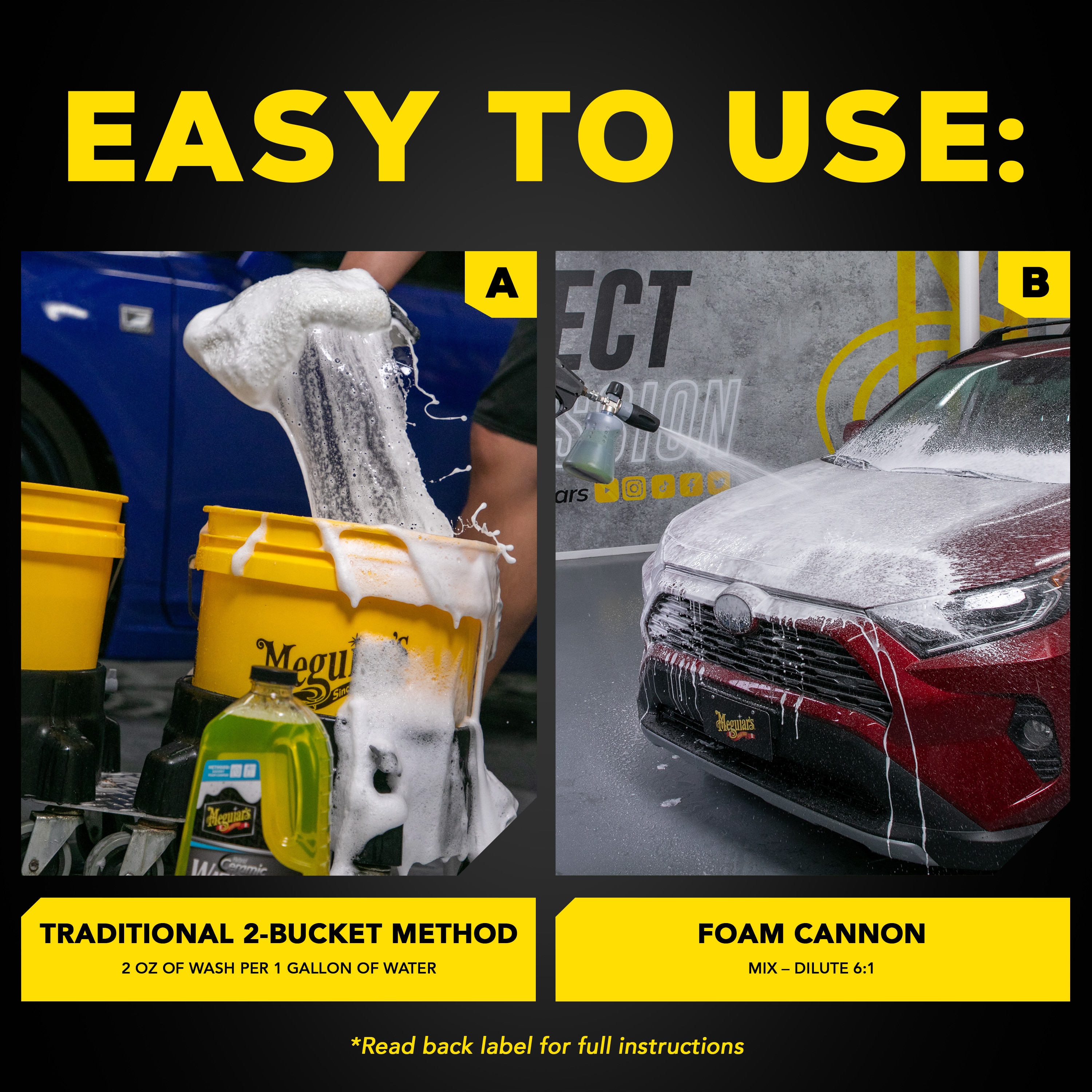 Meguiar’s Hybrid Ceramic Wash & Wax - Sophisticated Car Wash Gently Cleans and Adds Shine and Slickness While Boosting Paint with Hybrid Ceramic Wax and Extreme Water Beading - 48oz