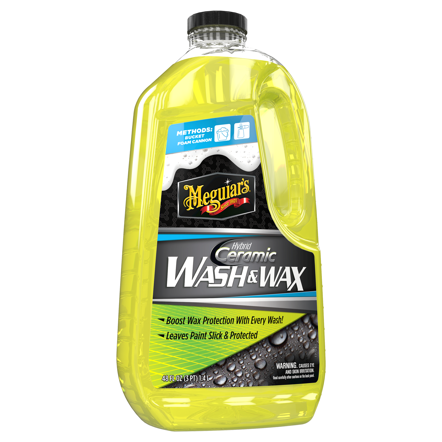 Meguiar’s Hybrid Ceramic Wash & Wax - Sophisticated Car Wash Gently Cleans and Adds Shine and Slickness While Boosting Paint with Hybrid Ceramic Wax and Extreme Water Beading - 48oz