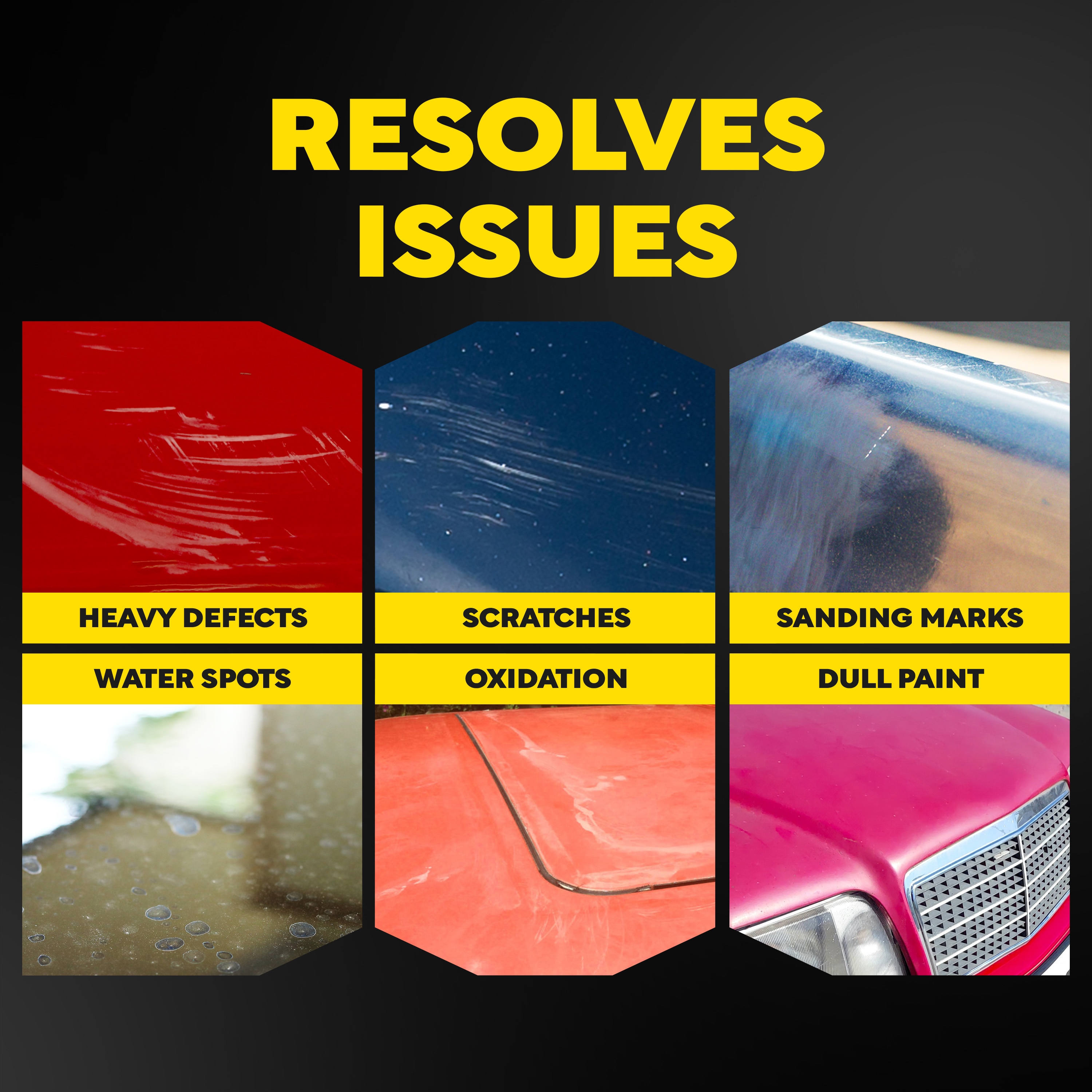 A collage of different types of car paint - M3CFP3 3in Foam Compounding Pad