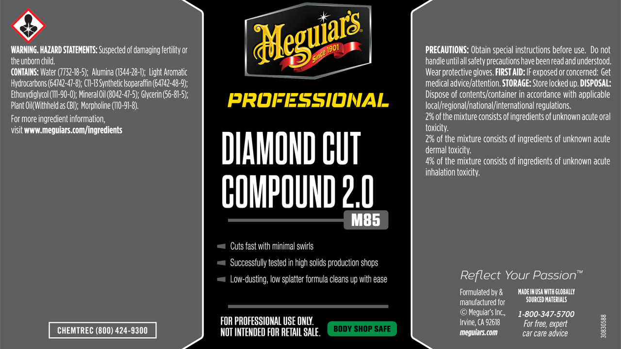 M85 Diamond Cut Compound Secondary Label