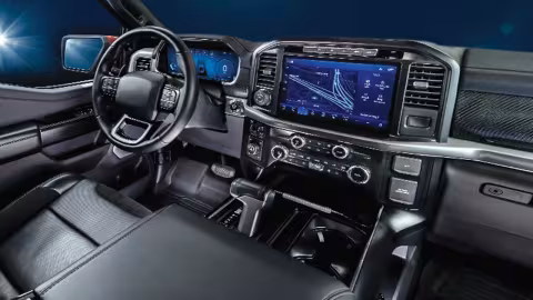 Wide angle view of the interior of a vehicle