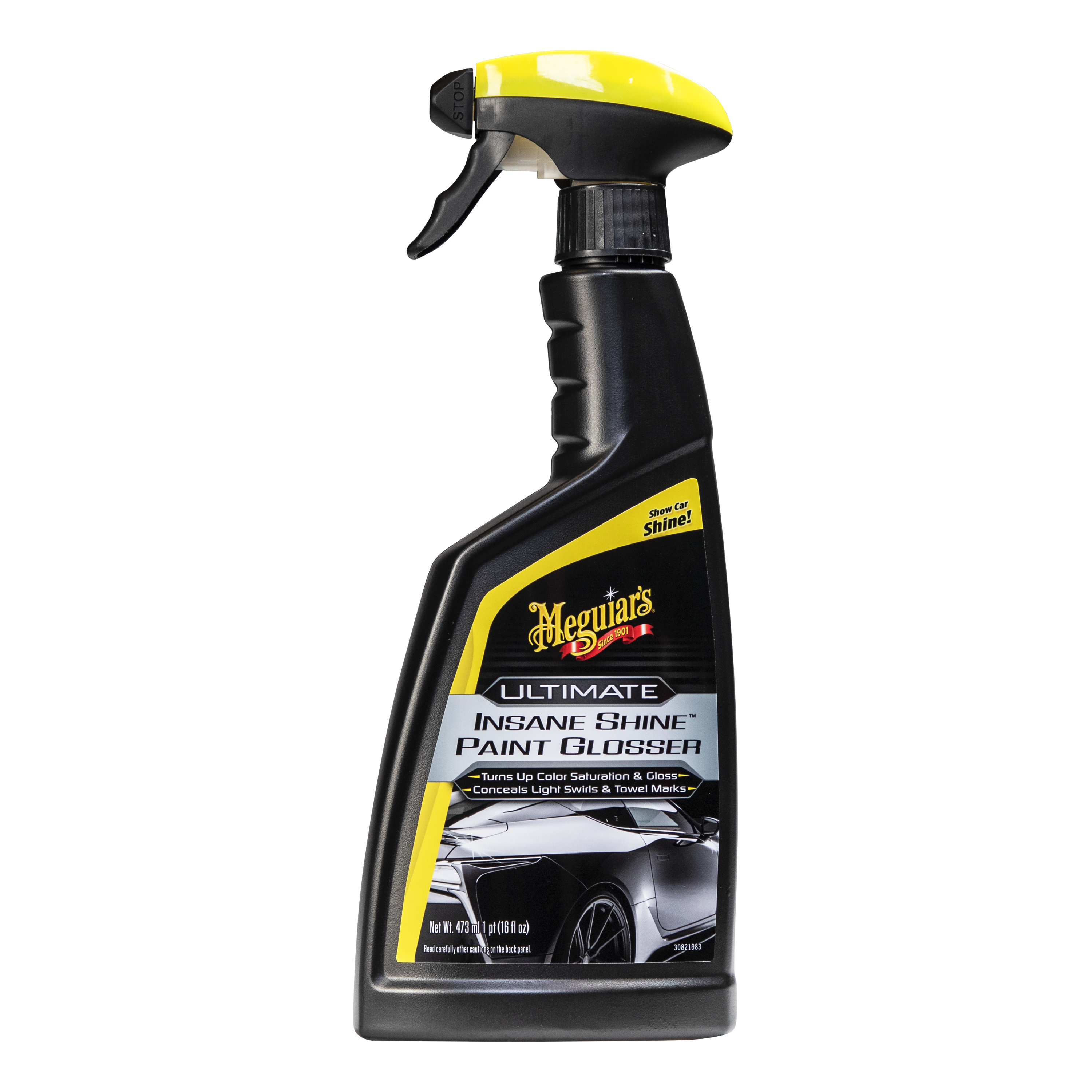 Image of a bottle of Meguiar's Ultimate Insane Shine Paint Glosser, Simply Spray on and Wipe Off for Glossy Paint, G230316, 16 oz
