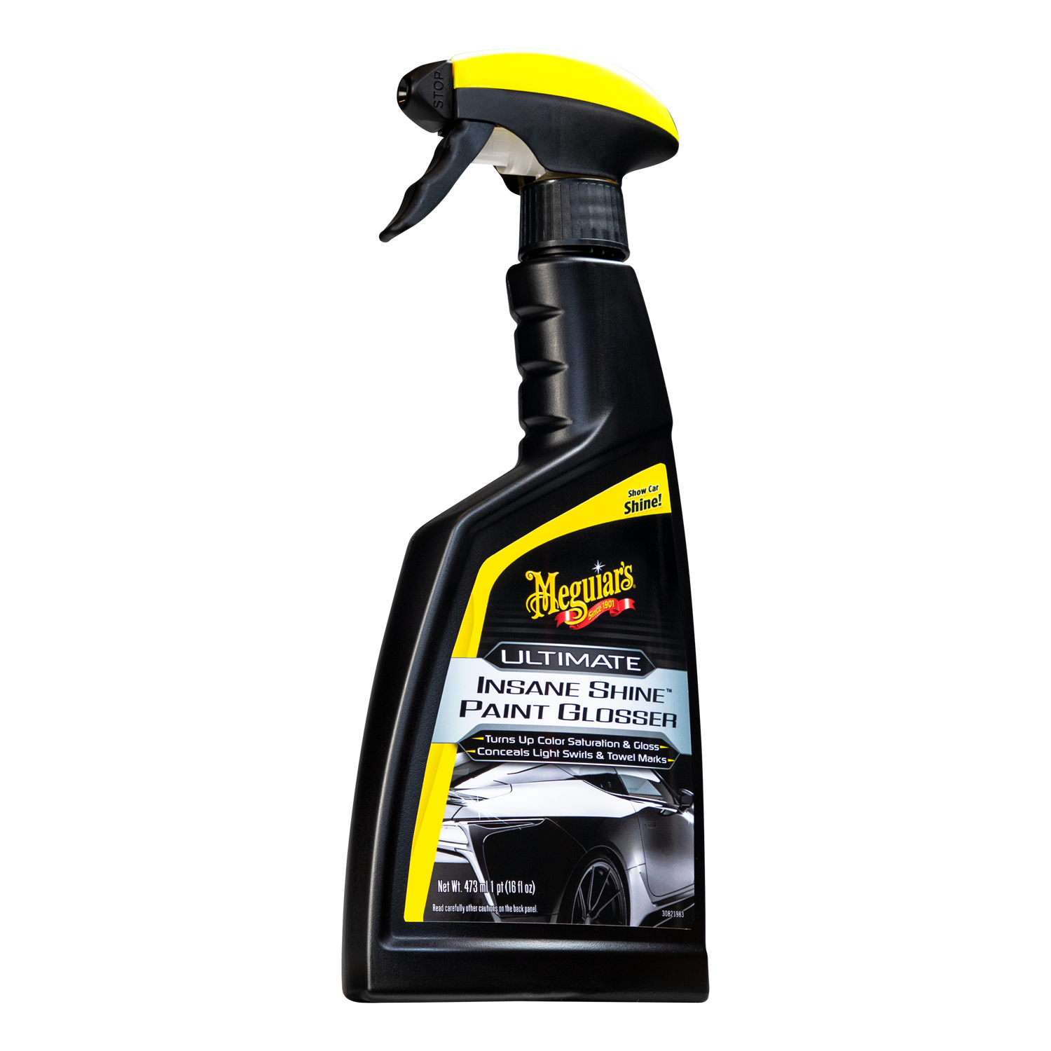 Image of a bottle of Meguiar's Ultimate Insane Shine Paint Glosser, Simply Spray on and Wipe Off for Glossy Paint, G230316, 16 oz